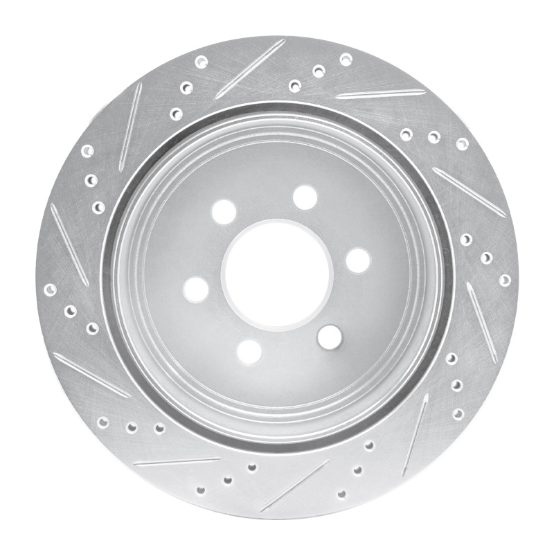 Dodge Durango Brake Rotor (1) - Rear Right - R1 Concepts - Drilled & Slotted - Silver - 2003